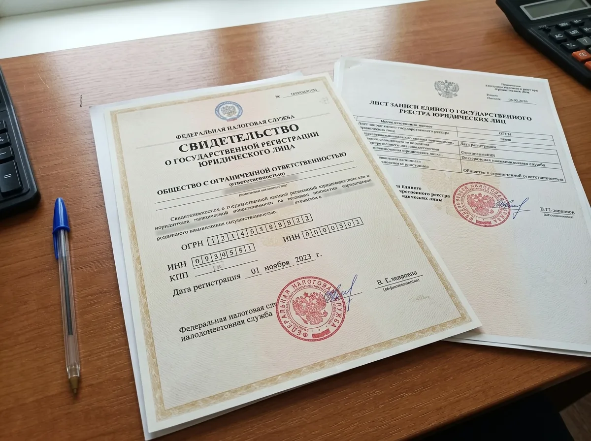 Свидетельство о государственной регистрации юридического лица ООО, лист записи ЕГРЮЛ, налоговый орган, официальный документ